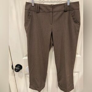 Worthington brown stripe dress pants Capri cuffed cropped size 10